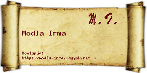 Modla Irma névjegykártya